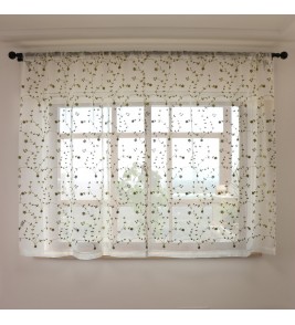 Green plant embroidery pattern tulle curtains