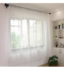 Leaf and vine pattern embroidered tulle curtains