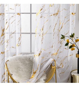 Marble-textured patterned tulle curtains