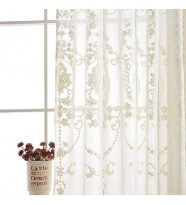 White European floral pattern tulle curtains