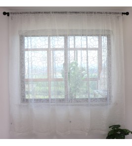 White Rose Embroidered Tulle Curtains
