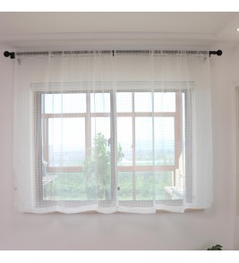 White checkered tulle curtains