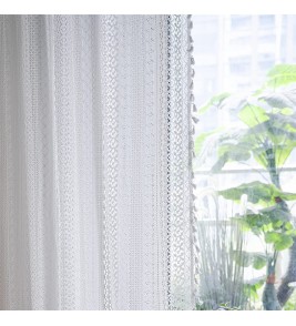 White hollow pattern lace curtain