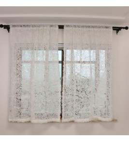 3D White Rose Embroidered Lace Curtains